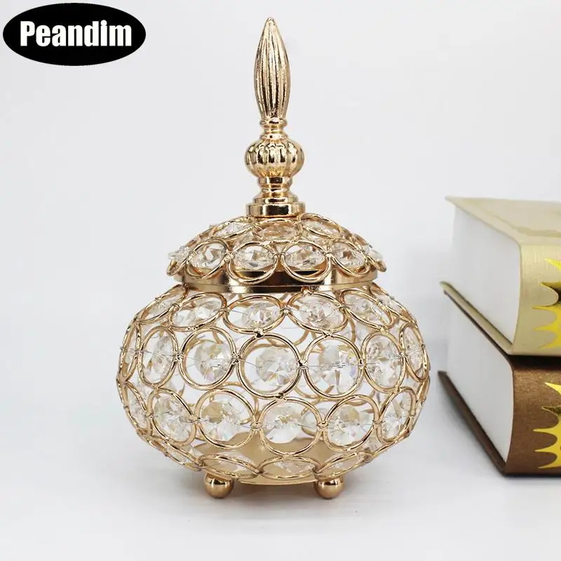 

PEANDIM Elegant Crystal Jewelry Box Wedding Centerpieces Table Candelabra For Home Party Decoration Tea Light Candle Holder