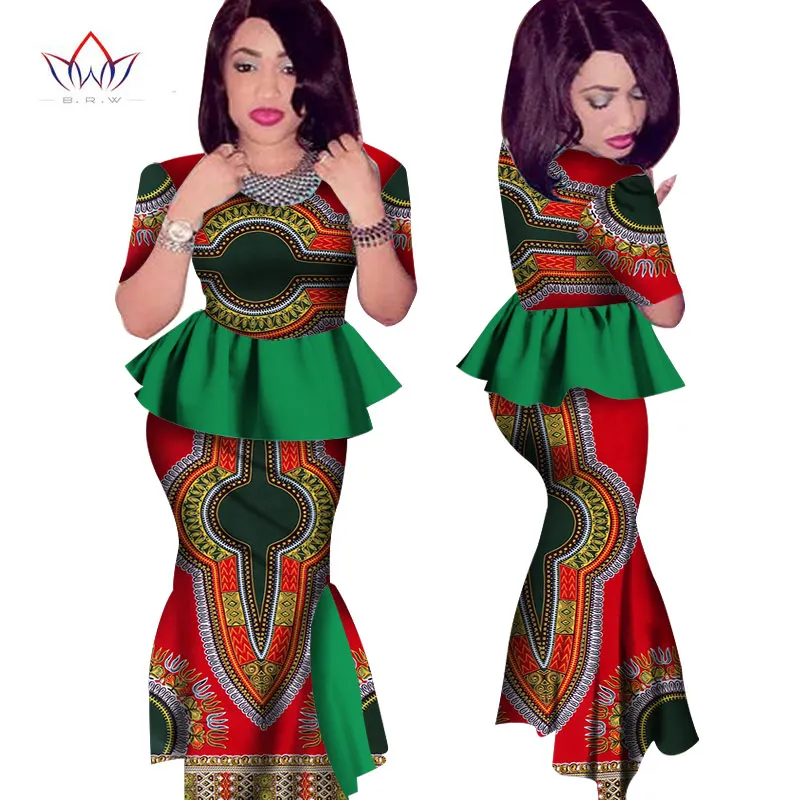 Summer Africa Dashiki African Women Clothing Africa2 Piece For Women Brand Clothing Women Printed O-neck African Skirt Top WY499
