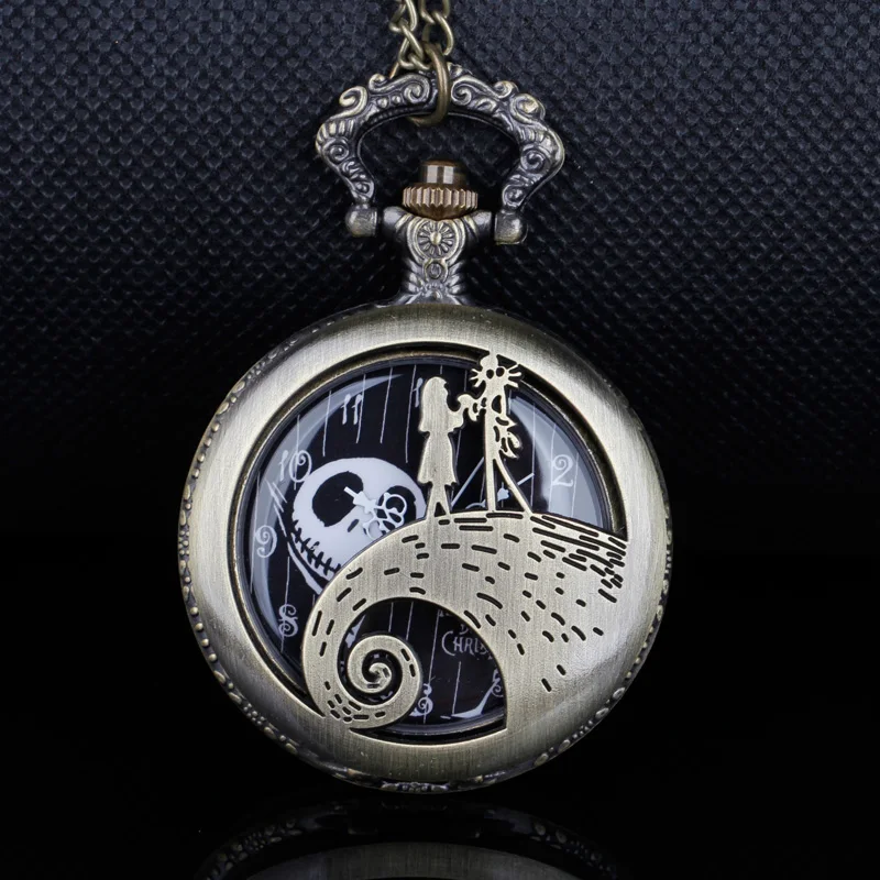 

Классические Резные кварцевые карманные часы-раскладушки в стиле стимпанк, с черепом, циферблатом, ожерельем, цепочкой, подвеской, подарок