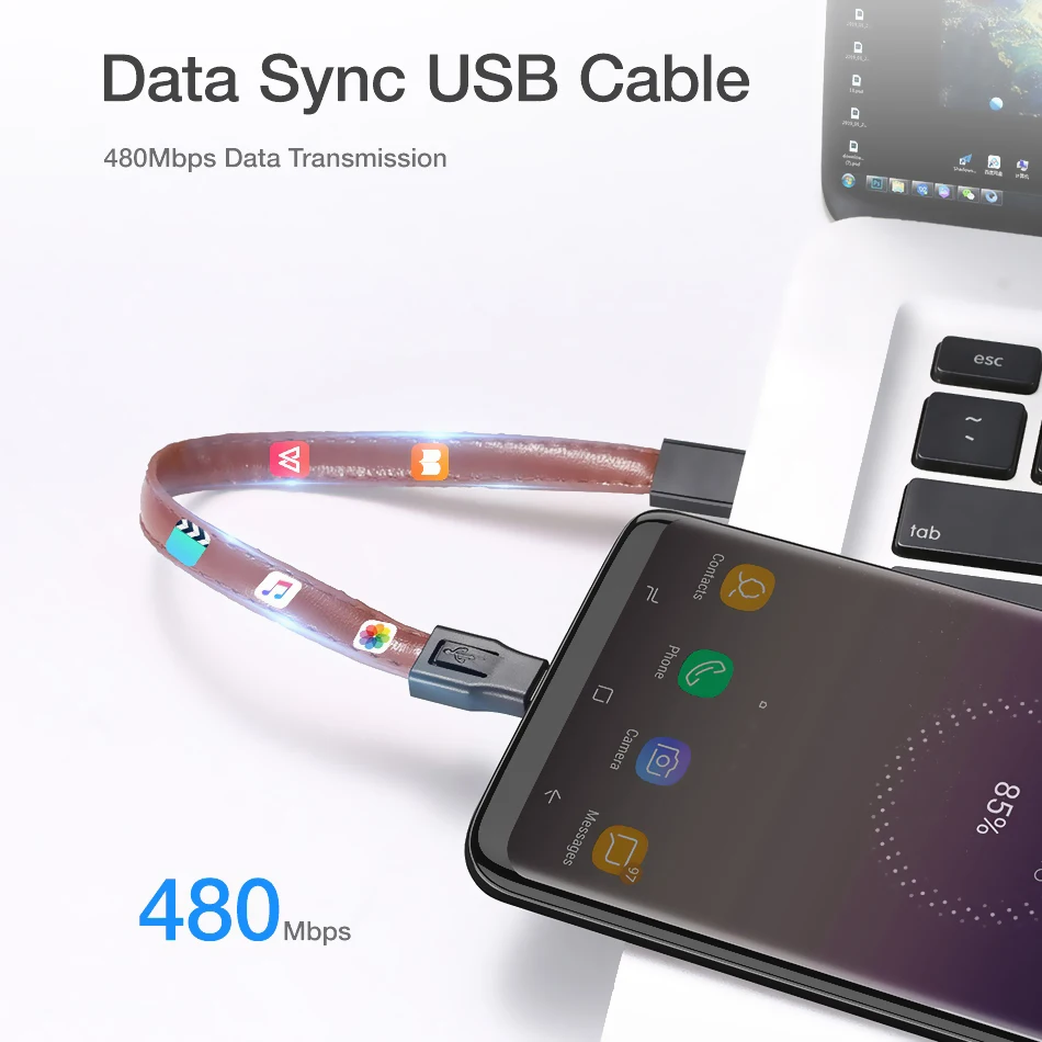 Брелок USB кабель для iPhone xiaomi samsung S9 S8 Mini кожа type C USB кабели для телефонов 2A Быстрая зарядка данных для кабеля USB C