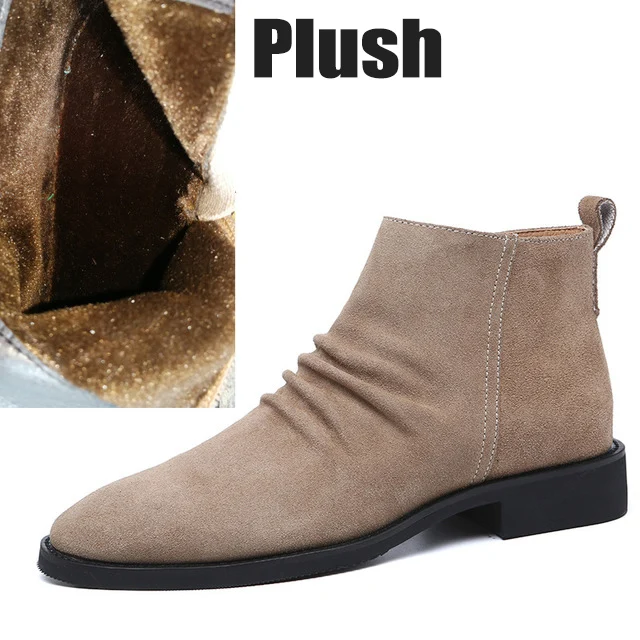 Plush Beige Misalwa ботинки «Челси»; мужские Ботильоны на молнии в винтажном стиле; замшевая Мужская Свадебная обувь; сезон осень-зима; botas hombre - Цвет: Plush Beige