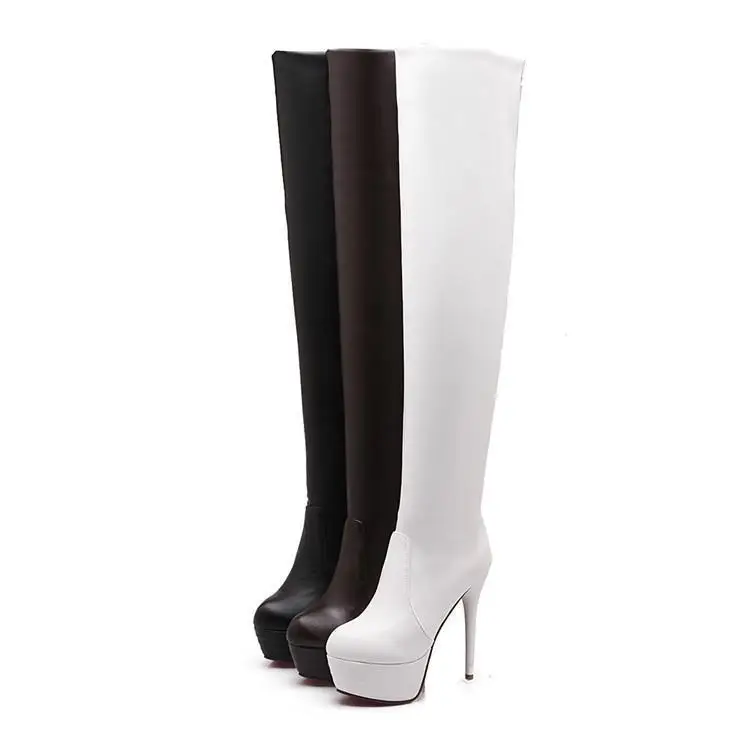 

Autumn and knee high boots women's elastic winter new show thin large size sexy nightclub super high heel thin heel boots