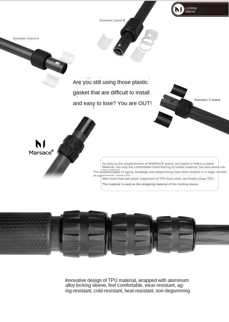 

MARSACE MT-2541 Carbon Fiber SLR Camera Photography Tripod Travel Portable Stand