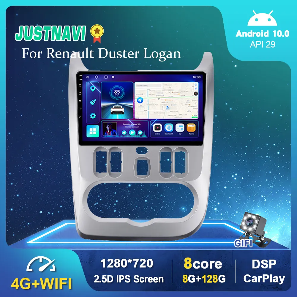 

4G GPS Android 10.0 Car Radio For Renault Duster Logan 2009-2013 Carplay Autoradio Auto Stereo IPS Touch OBD BT 6G 128G No 2 Din