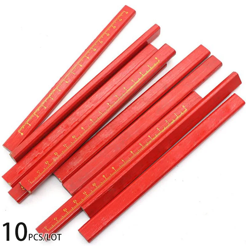 

Carpenter Pencil Black Lead with Graduated Scale 10pcs/lot