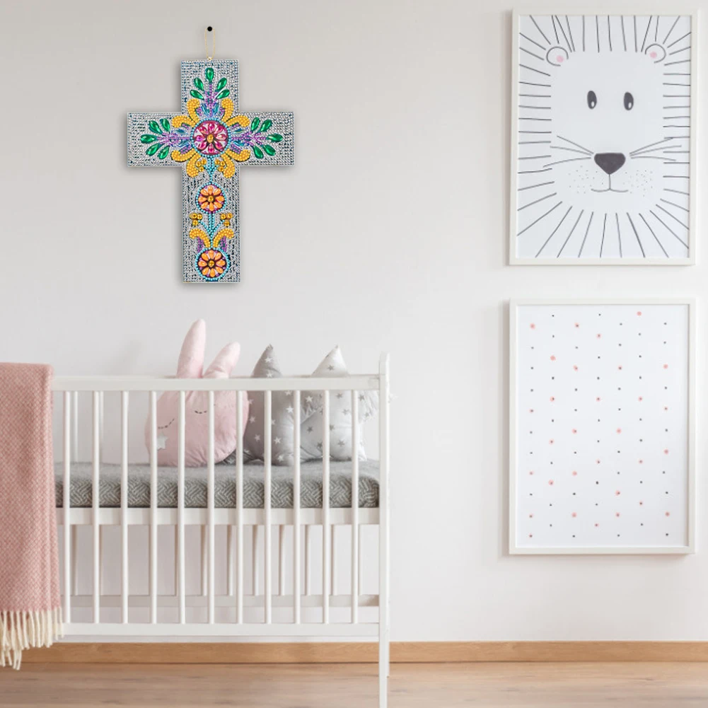 

DIY creative cross home decoration pendant single side DIY Diamond Painting Cross Pendant Acrylic Mosaic Hanging Wall Home Decor