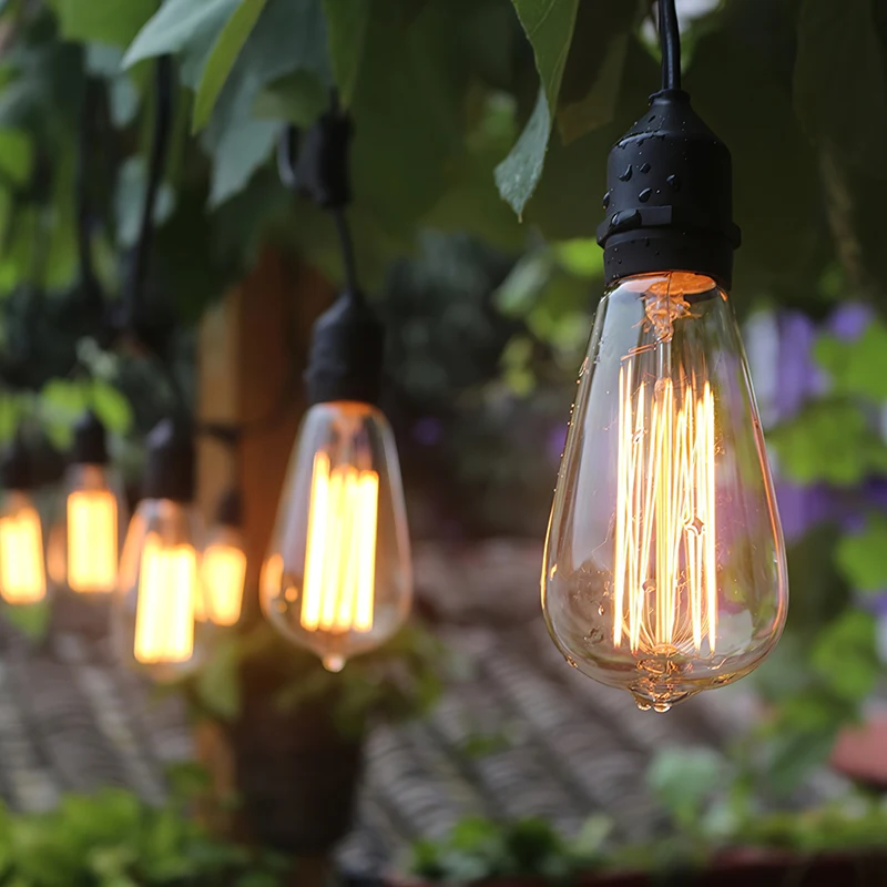 

10M Glass Bulb Outdoor Waterproof E27/E26 String Lights LED Lighting Decorative 220V 10 LEDs Bulbs String Lights