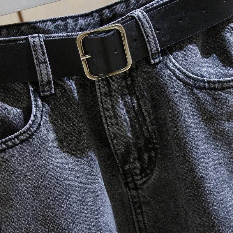 

Jeans Women's New Korean Fashion Loose Cropped Trousers Slim High Waist Retro Street Zipper Pocket Pants