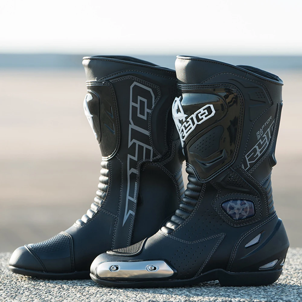 Motorcycle Boots Motocross Men Leather Botas Moto Motorbike Racing Riding Shoes Black Red For 4 Season | Автомобили и мотоциклы