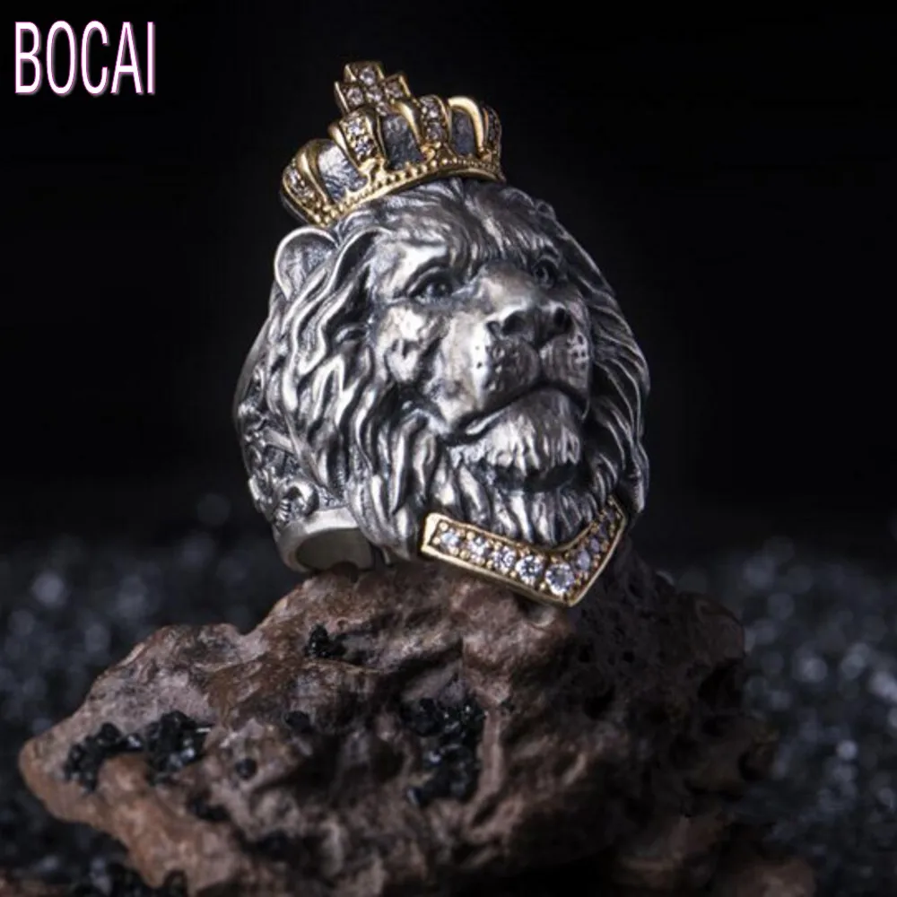 Мужское кольцо с короной и львом винтажное мужское крестом головой льва властное