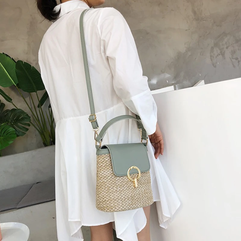 Handmade Small Straw Bag 2020 Bucket Bags for Women Summer Crossbody Lady Travel Handbags Female Shoulder Messenger | Багаж и сумки