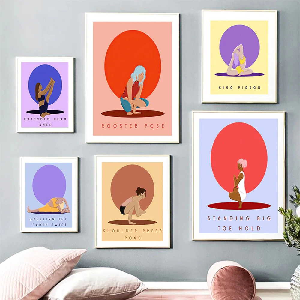 

Yoga infographics abstract wall art canvas painting bodybuilding nordic posters and prints boho style living room gym decoration