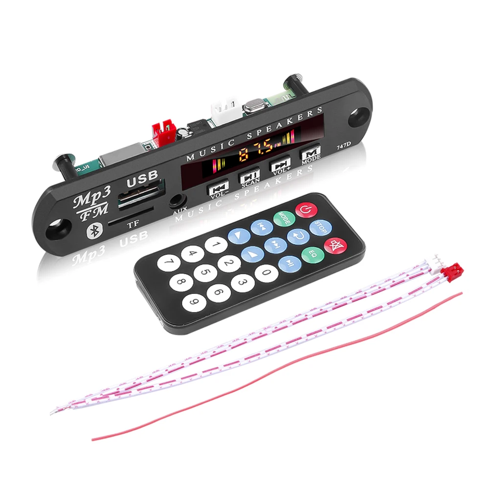 Wireless Bluetooth 5.0 MP3 WMA Decoder Board 5V 12V Car Audio USB TF FM Radio Module Color Screen Player |