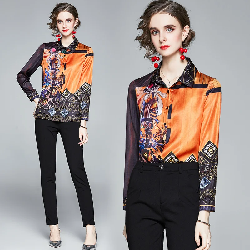 Женская блузка с цветочным принтом модельная Повседневная рубашка длинным