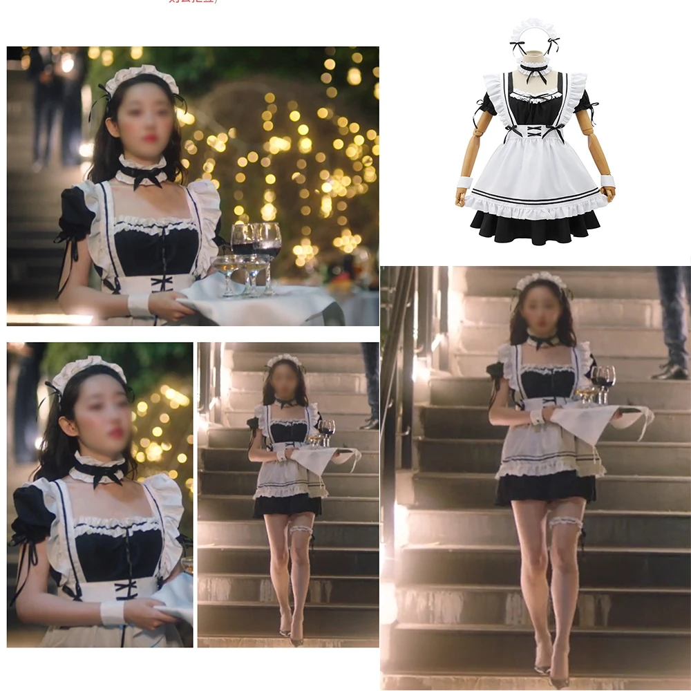 

2021 New Women Maid Outfit Long Dress Black And White Dresses Sexy Women Lolita Dress Costume Cosplay Cafe Apron Costume