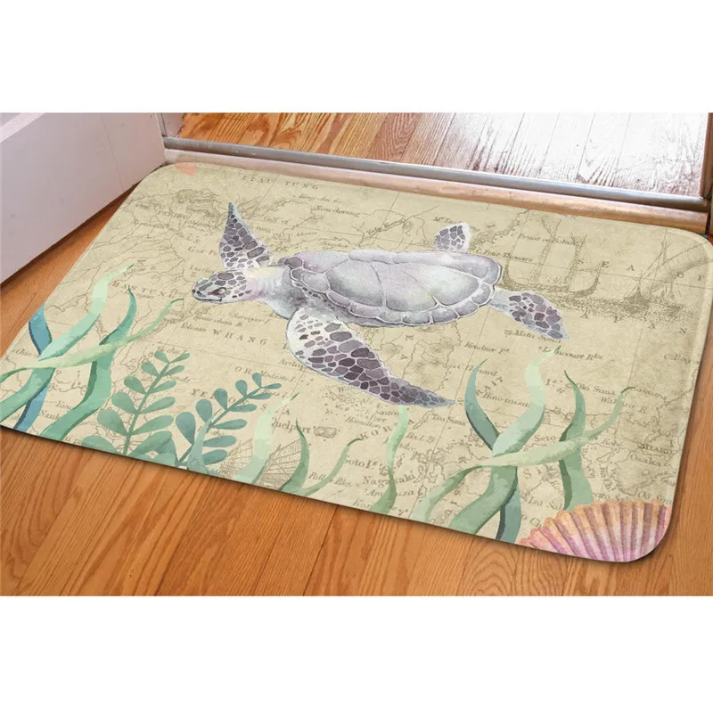 

Винтажные Противоскользящие коврики для ванной с принтом морской черепахи, мягкий плюшевый фланелевый ковер для гостиной, добро пожаловат...