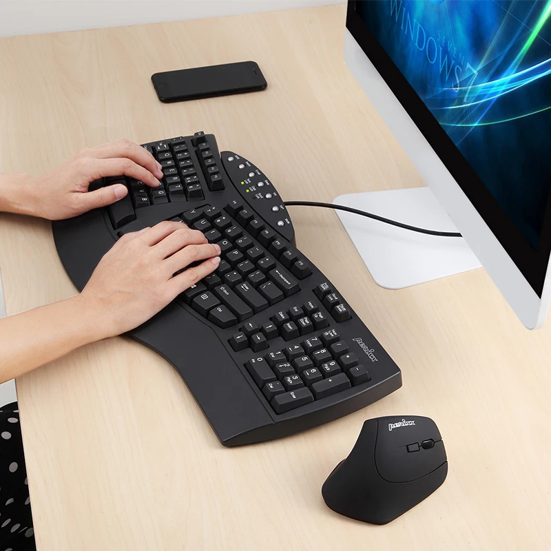 Perixx PERIBOARD 512 эргономичный Разделение Клавиатура проводная USB дизайн