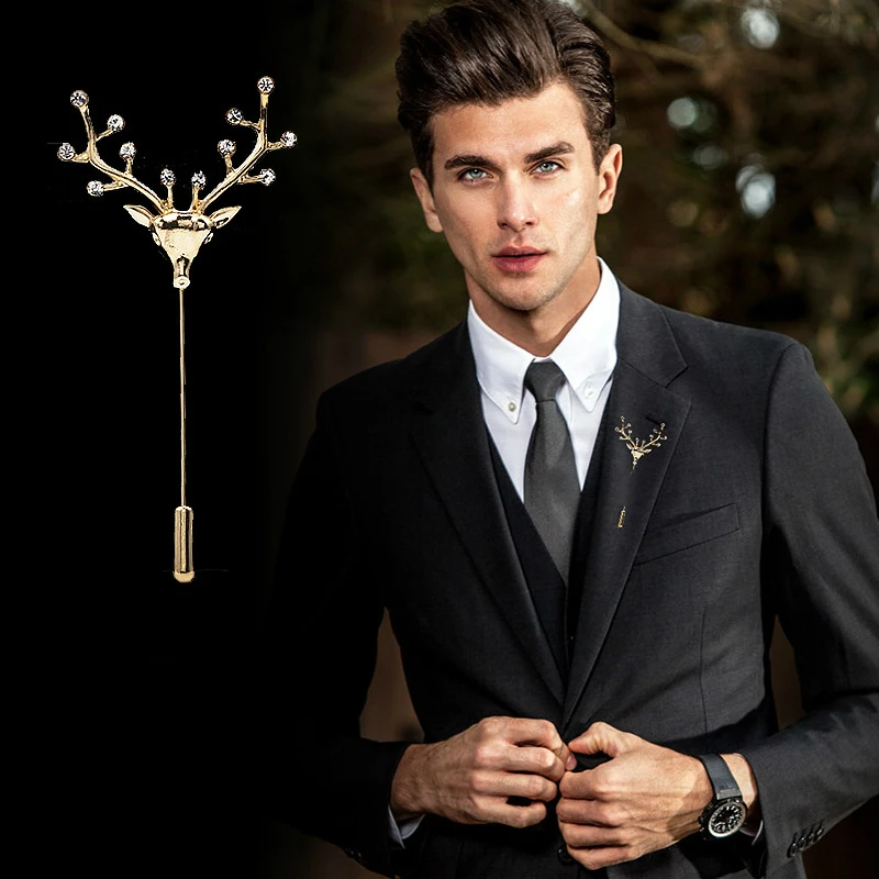 Брошь в виде головы оленя высококачественный мужской воротник костюма с