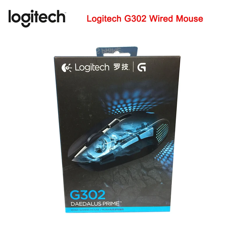 Logitech G302 Wired Mouse MOBA Gaming Mouse with Breathe Light 4000DPI USB Interface for All Mouse Gamer PUBG Overwatch