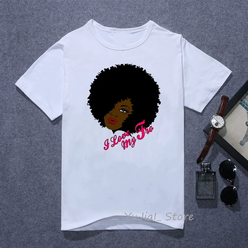 Y42483 Melanin Poppin футболка vogue Футболка женская черная африканская кудрявая волосы девушка футболка с принтом femme harajuku одежда женская футболка Топы - Цвет: Y42483