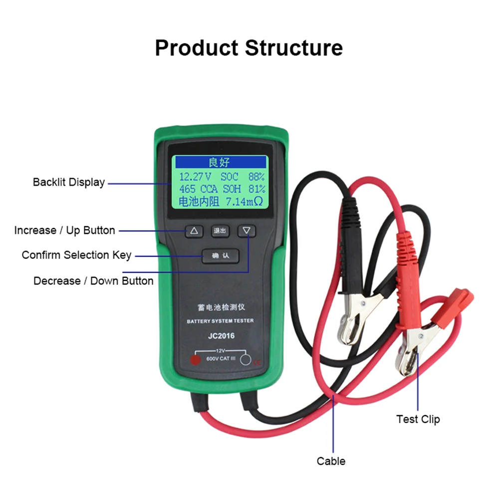 Автомобильный тестер аккумулятора Анализатор свинцово кислотных аккумуляторов