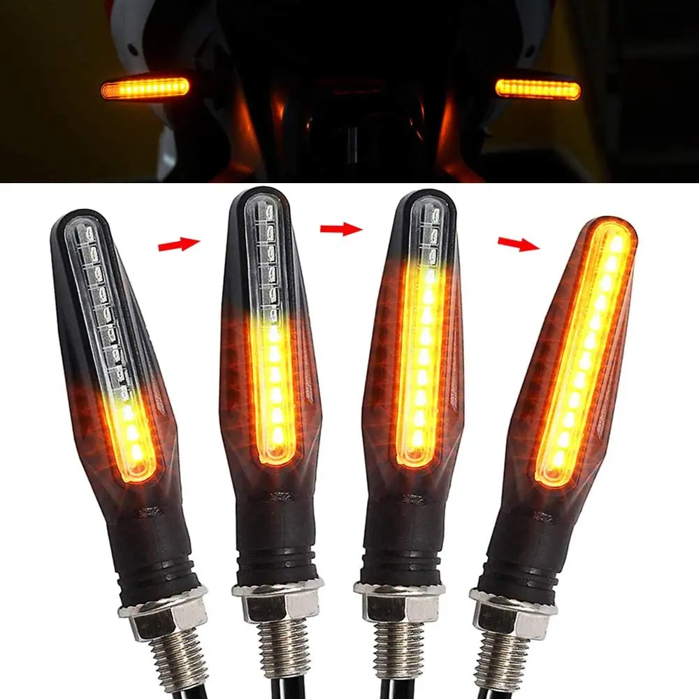 

1/2PCS LED Motorcycle Turn Signals Light 12 SMD Tail Flasher Flowing Water Blinker IP68 Bendable Motorcycle Flashing Lights
