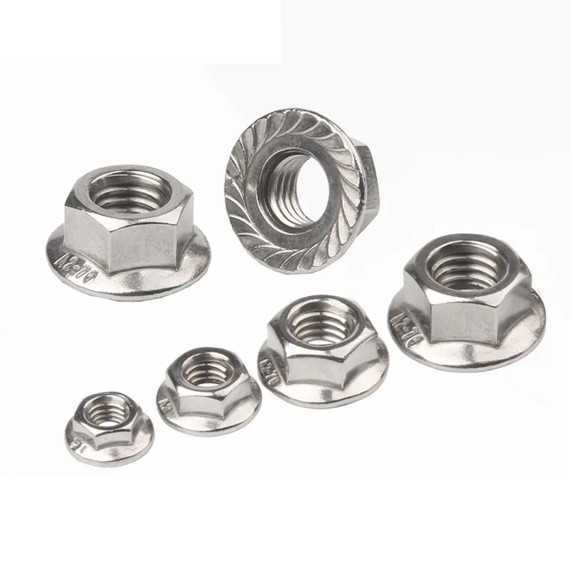 

M3 M4 M5 M6 M8 M10 M12 A2-70 304 Stainless Steel Hexagon Hex Head Serrated Spinlock Flange Nut Locknut Lock Nut DIN6923