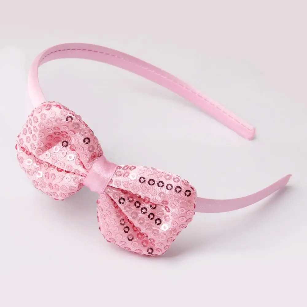 Light pink headand Meimile резинки для волос для девочек, банты, Детские аксессуары для волос для принцессы, повязка на голову с блестками для девочек, подарки на день рождения - Цвет: Light pink headand