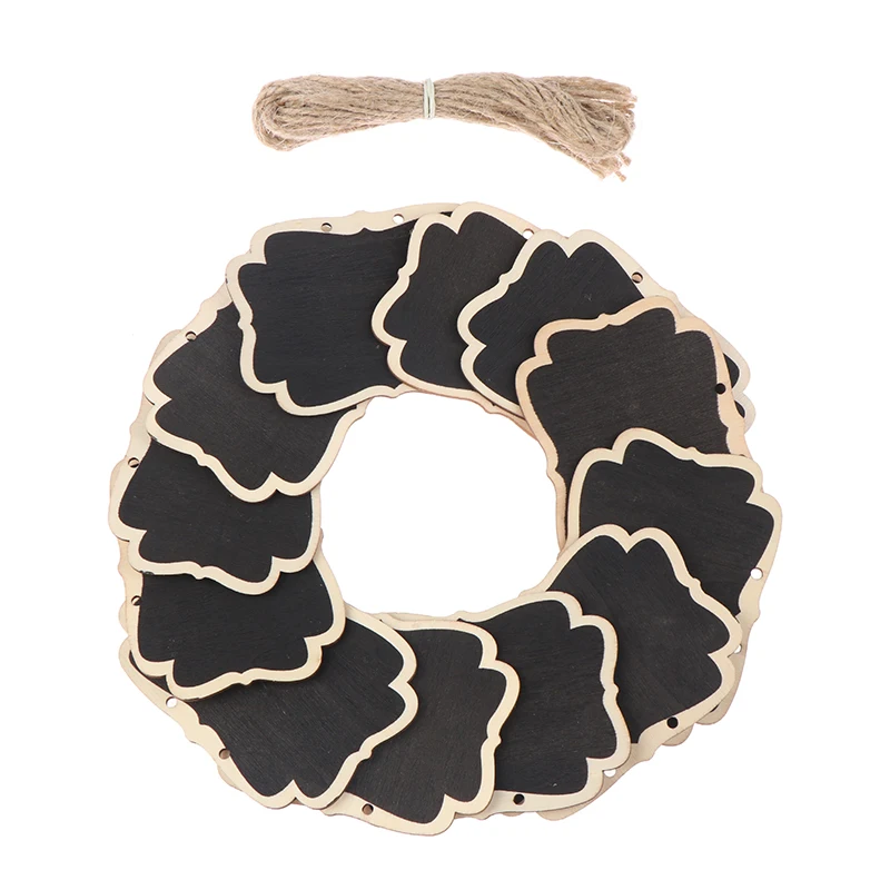 

12Pcs Hanging Rope Wooden Blackboard Chalkboard Wordpad Message Black Board Office School Supplies