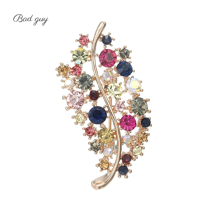 Разноцветная булавка с кристаллами для женщин гальванизированная Золотая брошь