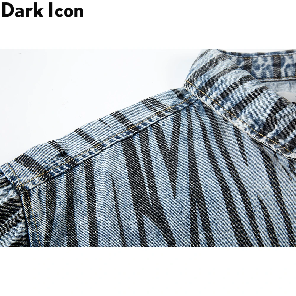 Dark Icon Zebra Denim Shirt Men 2020 Summer Front Short Back Long Men's Streetwear Clothing | Мужская одежда