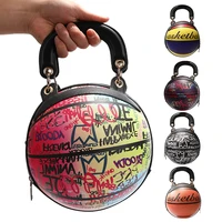 womens bag pressing die fixed form cool painted graffiti basketball bags chain small round bag fashion female handbag