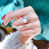 feather shaped pearl ring settings fashionable ring findings adjustable size 925 silver ring jewelry diy making no pearl j190