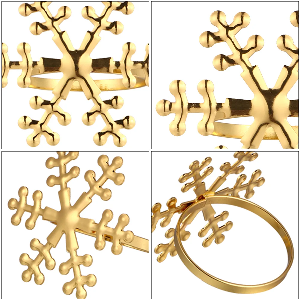 4pcs Napkin Buckles Snowflake Rings Exquisite Tissue (Golden) | Дом и сад