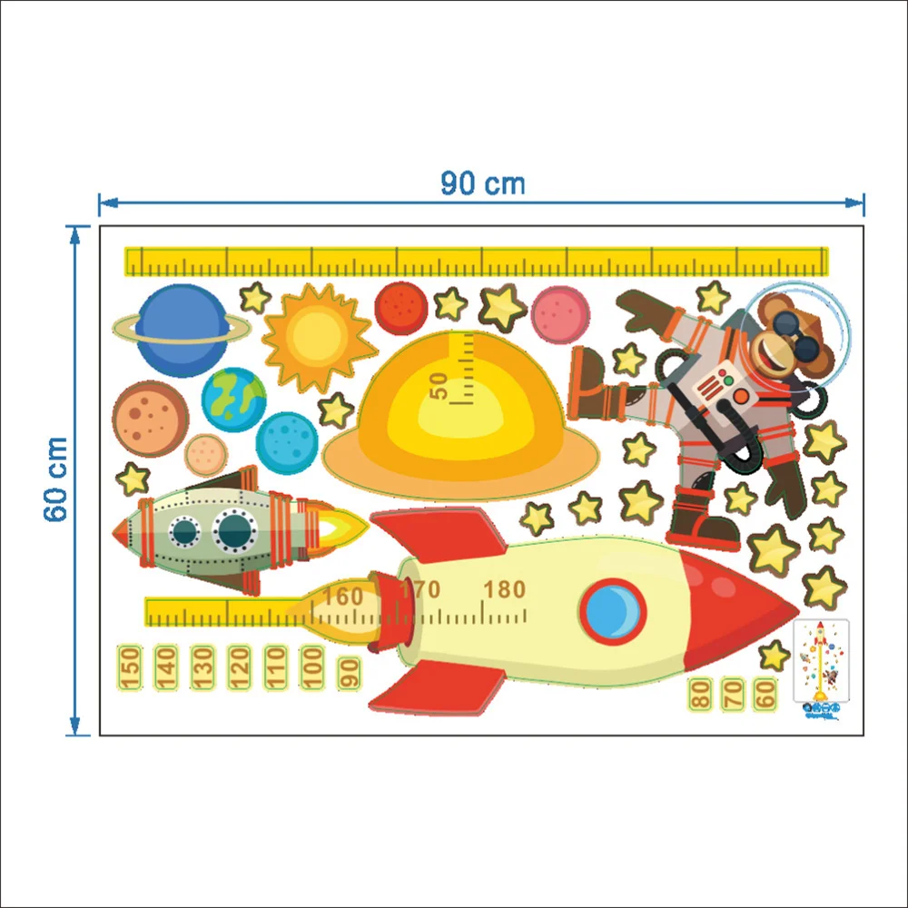 

Cartoon Animal Outer Space Height Measure Wall Stickers Home Decor Chart Ruler Decoration For Kids Rooms Decals Wall Art