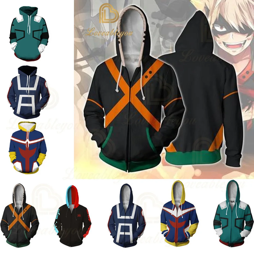 Аниме толстовки свитшоты боку без героев Академии Косплей костюмы Bakugou Todoroki Shoto