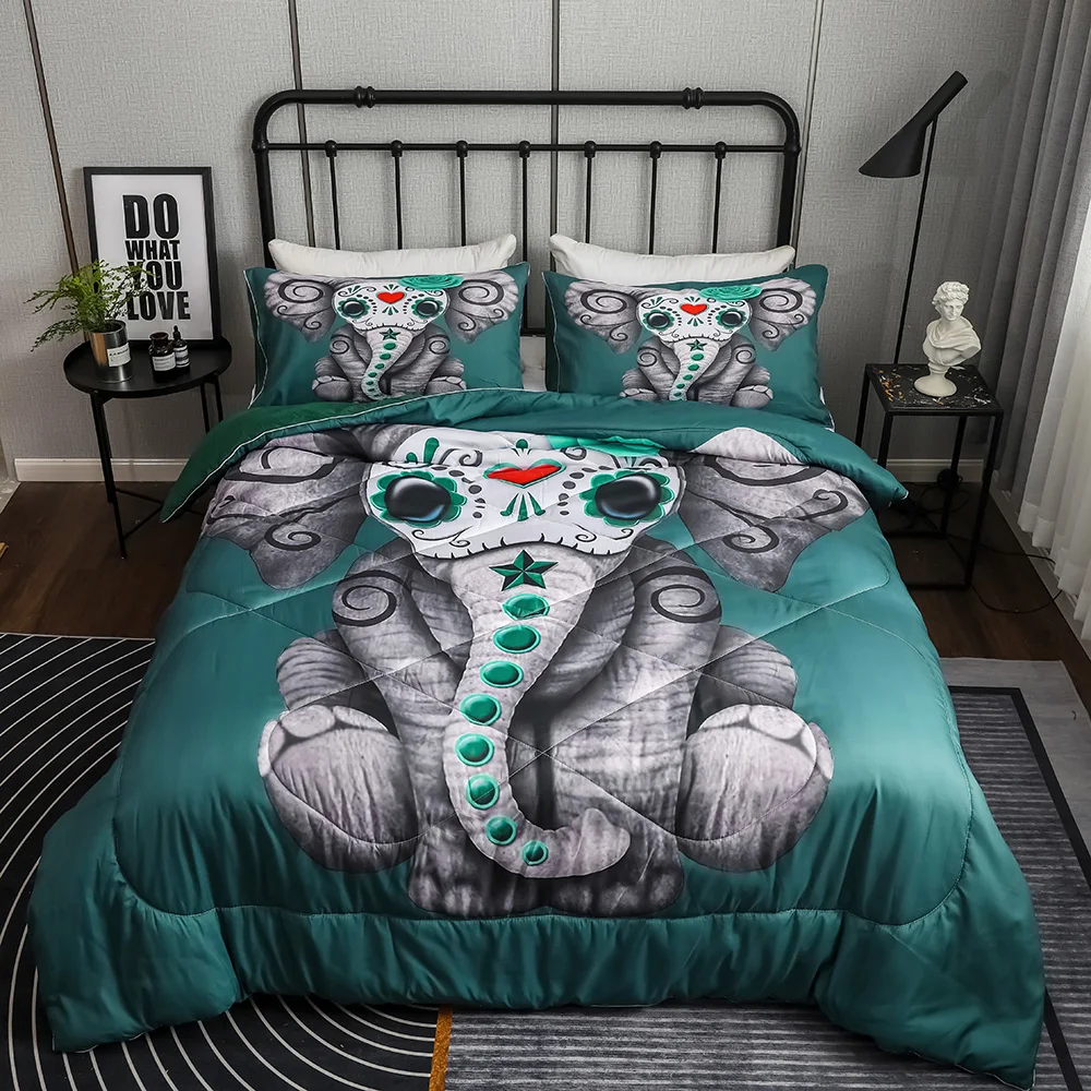 

Cartoon Elephant Comforter Bedding Set Microfiber Fabric Comforter Duvet with Pillowcase Twin Queen Home Comforter Set Quilt