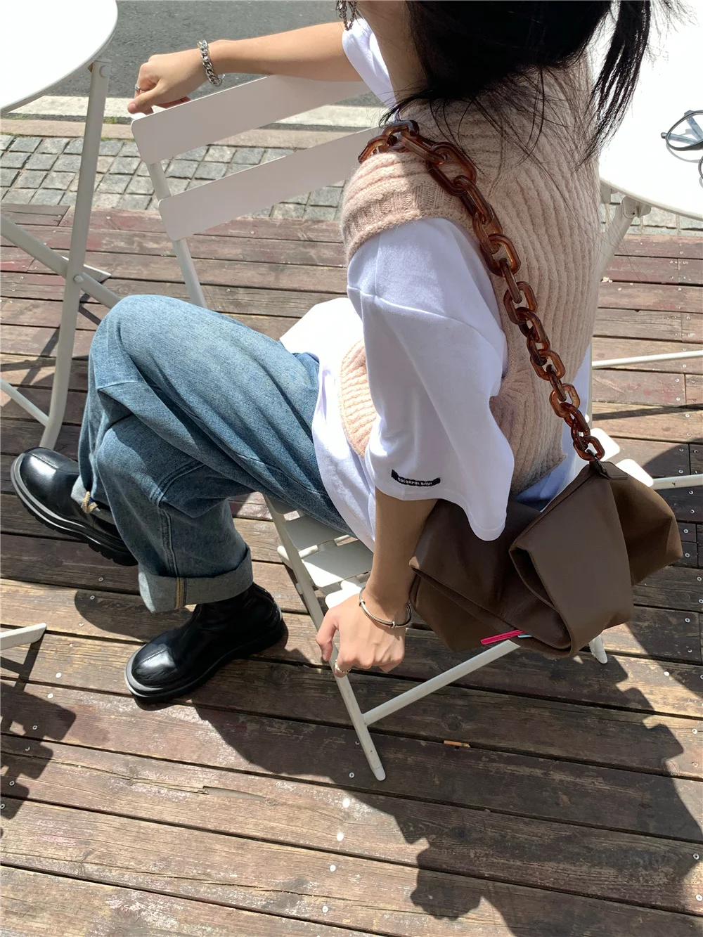 Knitted Vest 2021 Early Autumn Korean Minority Design Sense of Tenderness Folding Blouse Women |