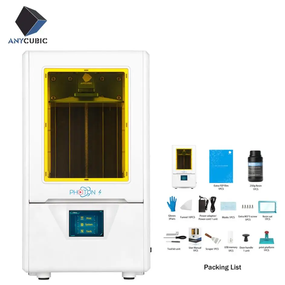 ANYCUBIC 3d принтер фотон-с новейший lcd 405nm УФ Смола 2,8 дюймов цветной TFT экран ЖК-экран Быстрый срез 3d принтер DIY комплект - Цвет: PhotonS
