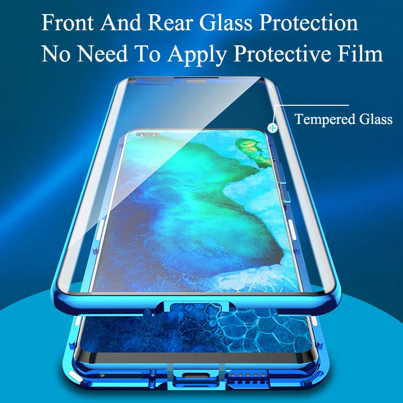 Передний и задний стеклянный металлический магнитный чехол для Huawei Honor V30 Pro 8X 20