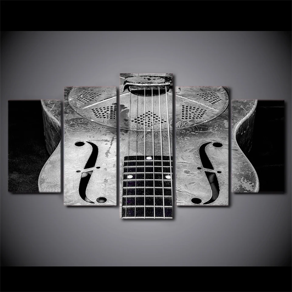 

HD Home Decor Modern Paintings Printed Posters Modular 5 Panel Classical Guitar Music Instrument Tableau Wall Art Canvas Picture