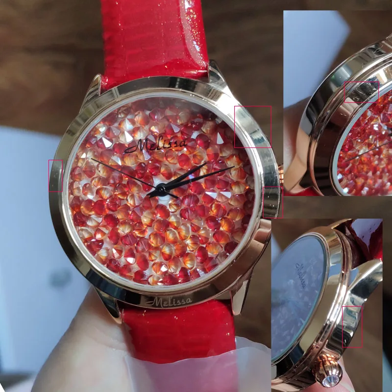 38mm Red 1 Распродажа! Дефекты царапины демонстрирует образцы выцветает Цвет Julius Для женщин часы Япония кварцевых часов из натуральной кожи Нержавеющая сталь без коробки - Цвет: 38mm Red 1