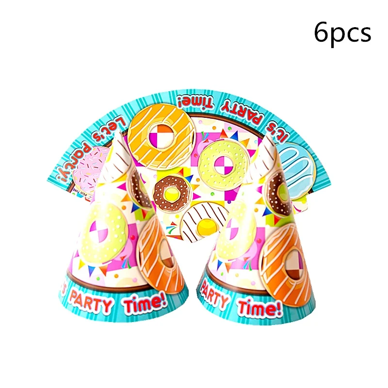 6pcs hat Пончик тематические праздничные бумажные соломинки 10 шт. чай время пончики десерт для маленьких детей события День Рождения украшения питьевой соломы поставки - Цвет: 6pcs hat