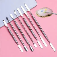 stainless steel cuticle pusher dual end nail art stirring manicure dead skin remover home salon men women beauty diy makeup tool