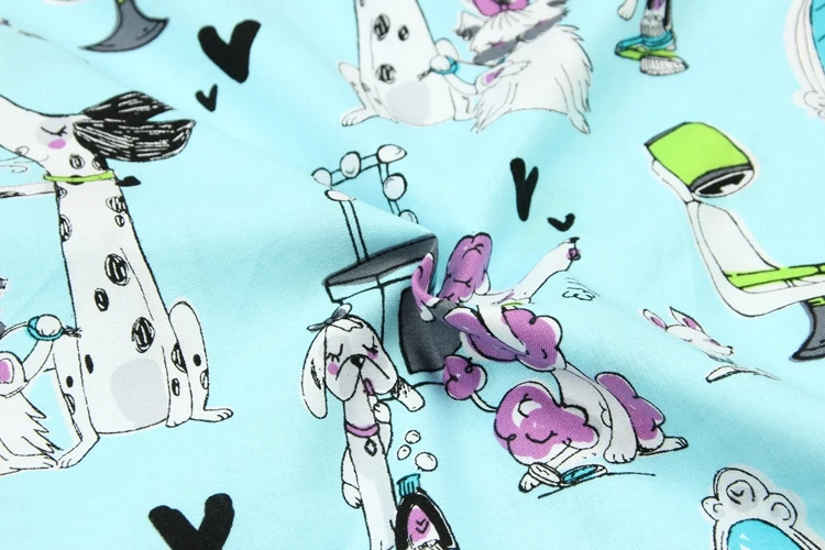 Простая хлопковая ткань с мультяшным принтом собаки одежда ручной работы сделай