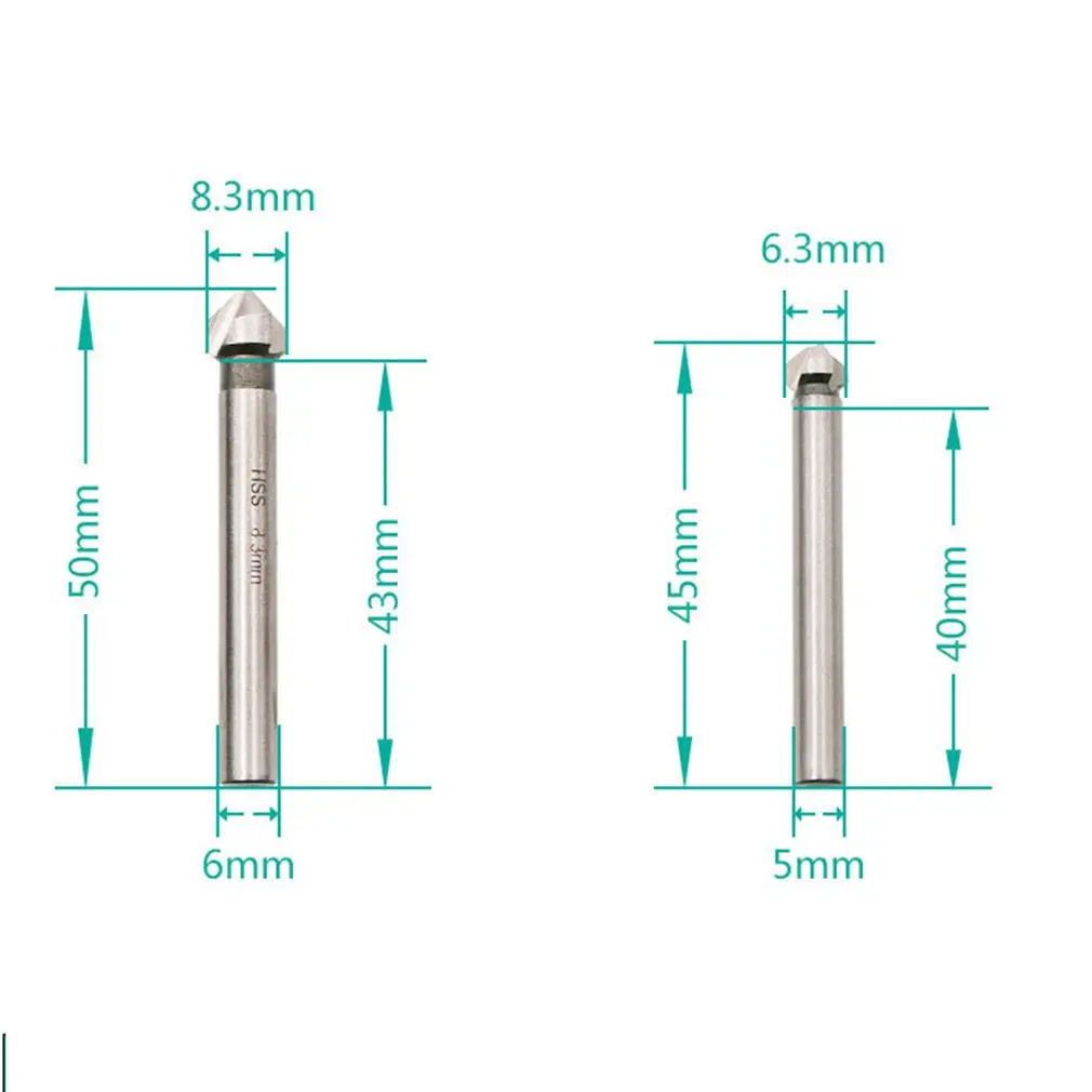 

3 Flute HSS Hard Metals Countersink Drill Bit Set Three Edge Chamfer Chamfering End Mill Cutter Woodworking Drill Bits