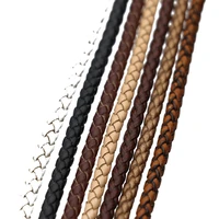 mibrow 2meterslot 3456mm round braided leather cords vintage cow leather cords rope for leather bracelet jewelry making