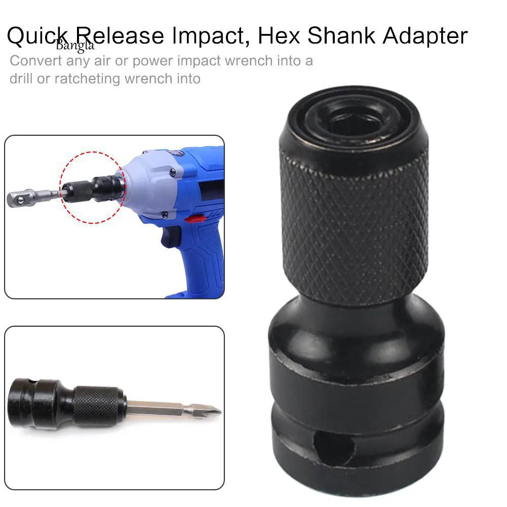 

1Set Steel 1/2" Square To 1/4" Hex Ratchet Socket Wrench Socket Adapter Spanner Set Drive Converter Impact Tool Drill Adapter