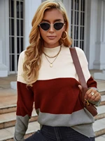 2022 spring autumn new womens fashion o neck pullover sweater lady loose casual striped knitwear female long sleeve thick tops