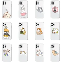 cute cartoon cat phone case for iphone 13 12 11 8 7 pro max plus x xs xr mini transparent clear new